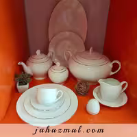 سرویس چینی یاسمن ایتالیا اف زرین 76 پارچه (سفید لب طلا)
