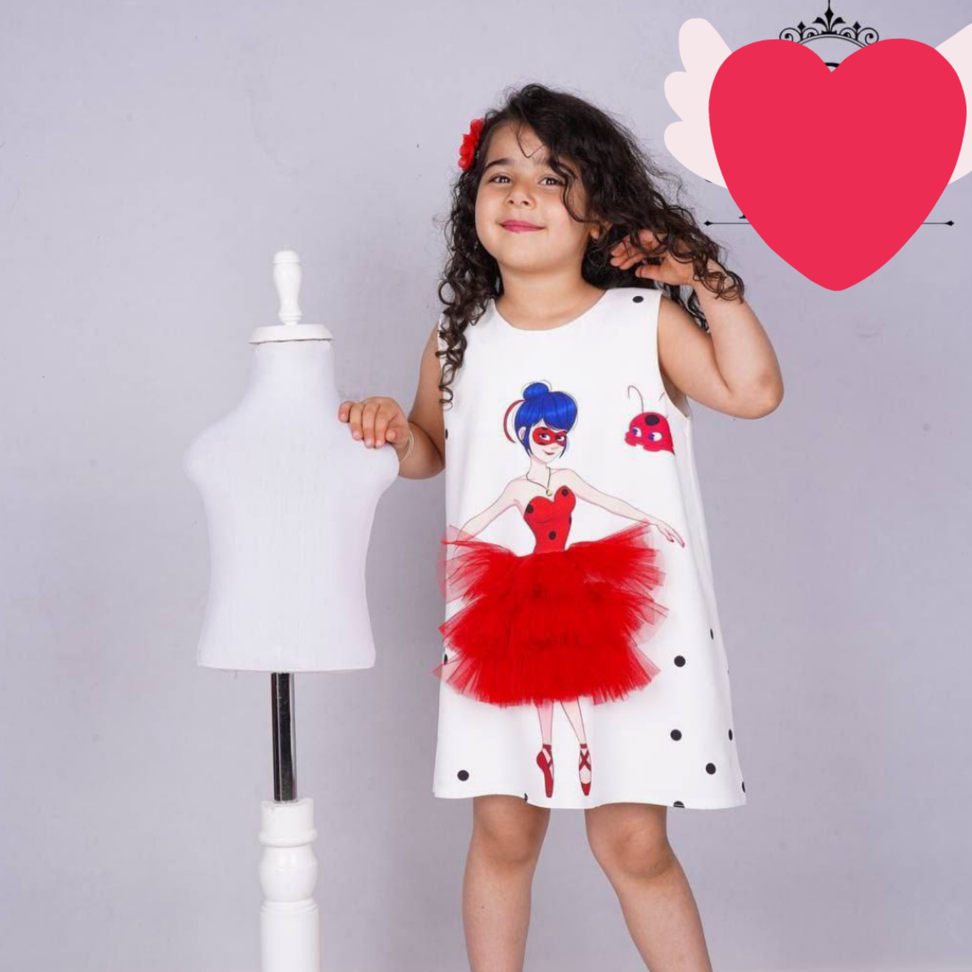 سارافون دخترانه دختر کفشدوزکی برای 5 سال تا 10 سال