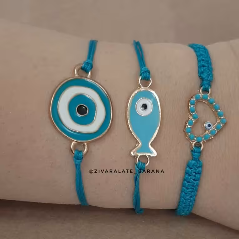 دستبند سه تایی آبی به رنگ دریا