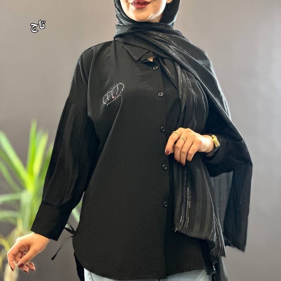 مانتو مشکی زنانه بابوس درجه یک نگین دار ویژه محرم فری سایز