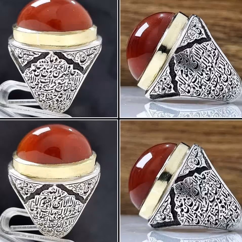 کل قرآن کریم به صورت کامل بر روی عقیق یمنی تراش دامله 