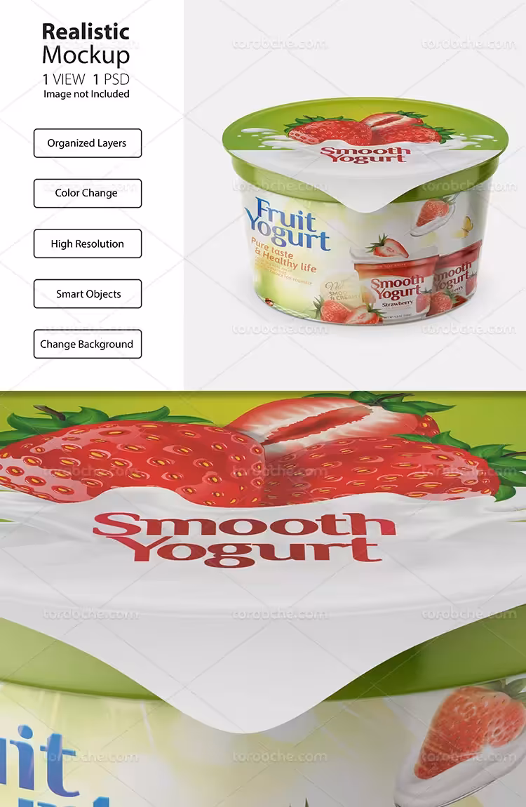 موکاپ بسته بندی ماست تک نفره | گرافیک با طعم تربچه