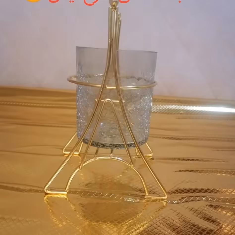 جای قاشقی و جای نبات فانتزی طرح ایفل فلزی و شیشه ای مخصوص مهمانی 