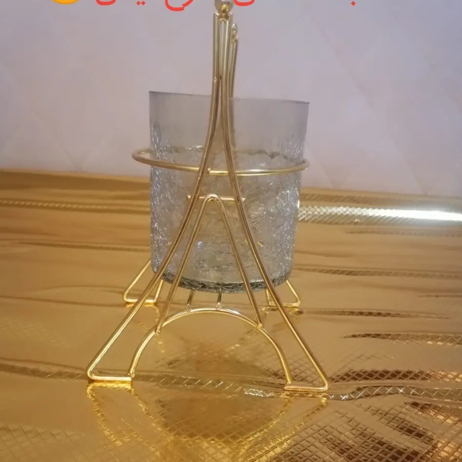 جای قاشقی و جای نبات فانتزی طرح ایفل فلزی و شیشه ای مخصوص مهمانی