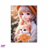 دفتر مشق 80 برگ بامبیلیپ طرح دختر و گربه و گل رز کد 4564614