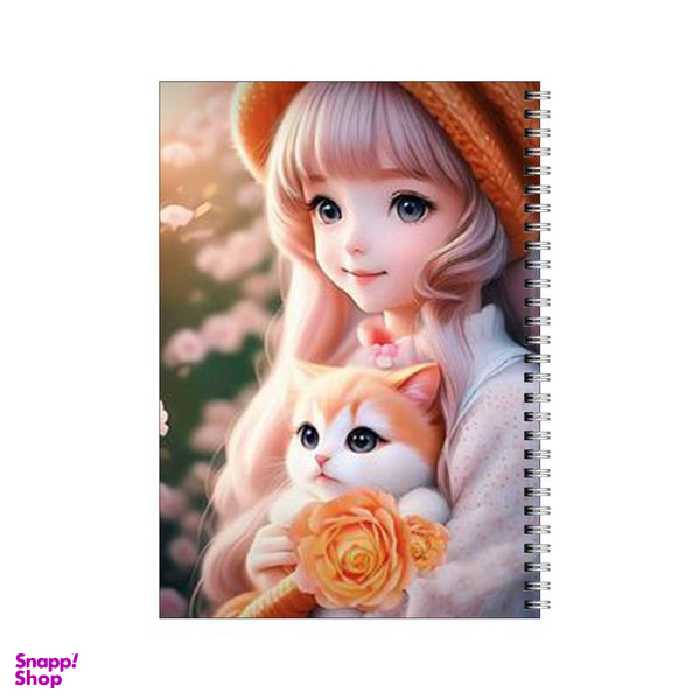 دفتر مشق 80 برگ بامبیلیپ طرح دختر و گربه و گل رز کد 4564614