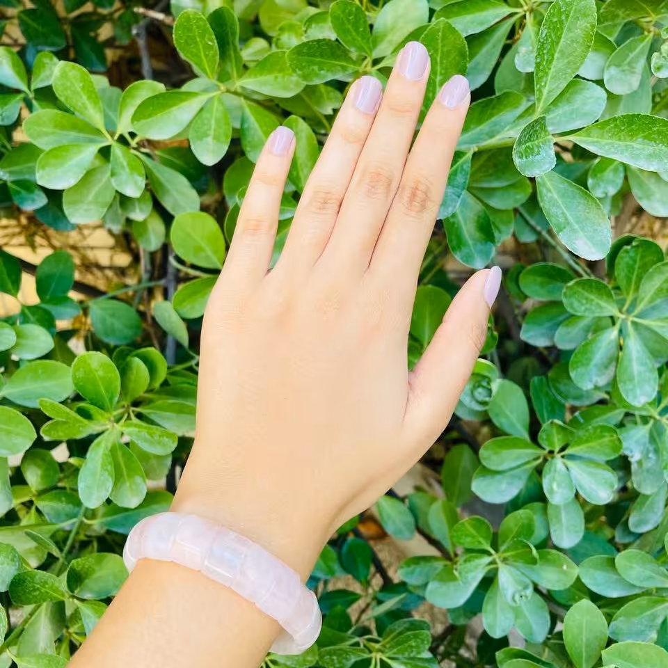 دستبند رز کوارتز تمام سنگ