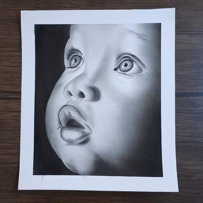 طراحی چهره سیاه قلم سفارشی..