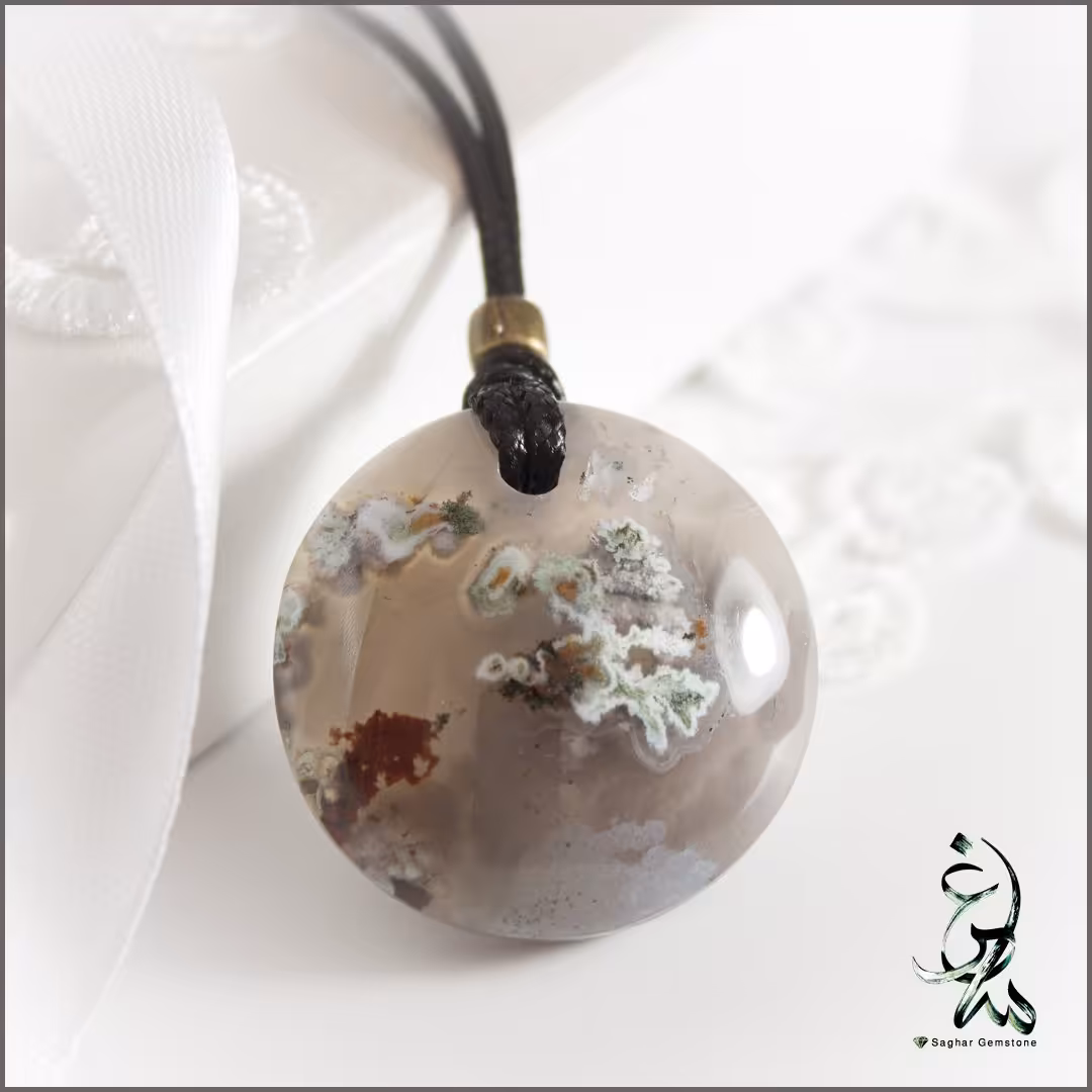 گردنبند عقیق شجر بهاری یا عقیق شجر شکوفه ای (گردن آویز اسپورت)