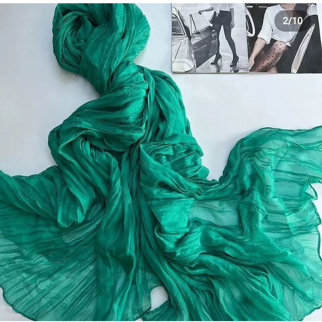 شال پلیسه حریر نخ وارداتی ایستایی عالی سایز 2 متر*90