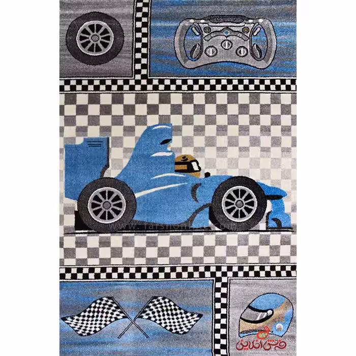 فرش ماشینی کودک ساوین طرح ماشین 4060 کرم