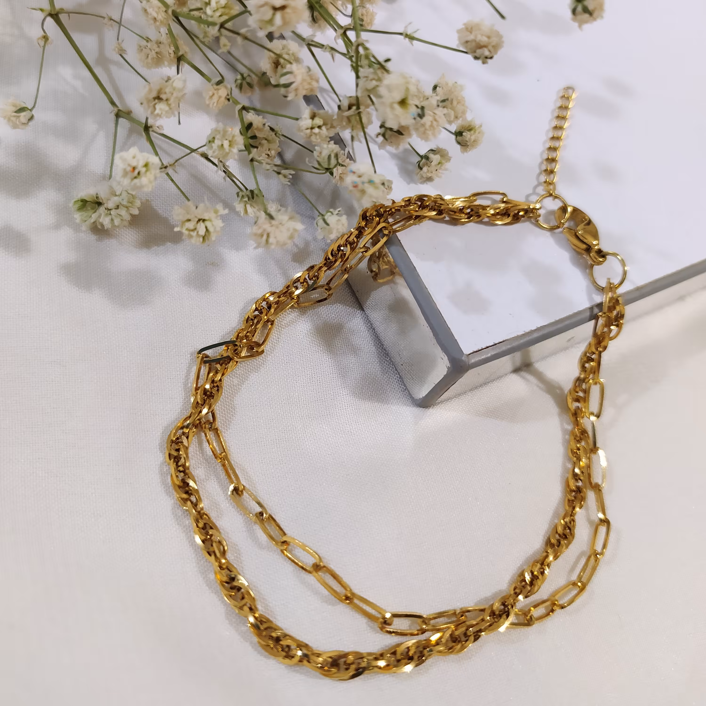 دستبند استیل دو ردیفه 