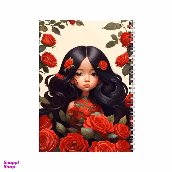 دفتر مشق 100 برگ بامبیلیپ طرح دختر و گل های سرخ کد 7381324
