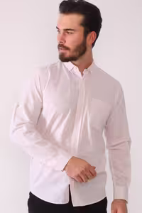 پیراهن / بلوز دکمه دار صورتی مردانه کتان G625 اورجینال Dewberry