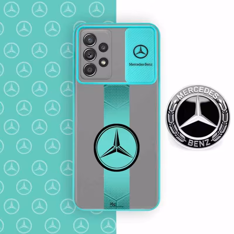 قاب گوشی سامسونگ A32 4G طرح بنز پشت مات دارای محافظ لنز کشویی