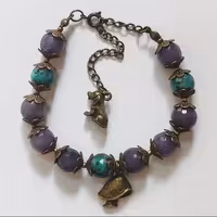 دستبند مدل طبیعتگرد ترکمیبی از سنگ های ارگانیک 