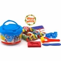 خمیر بازی سطلی 5 رنگ آریا همراه با ابزار (دارای سیب سلامت و مجوز بهداشت)(مناسب مهد کودک) 