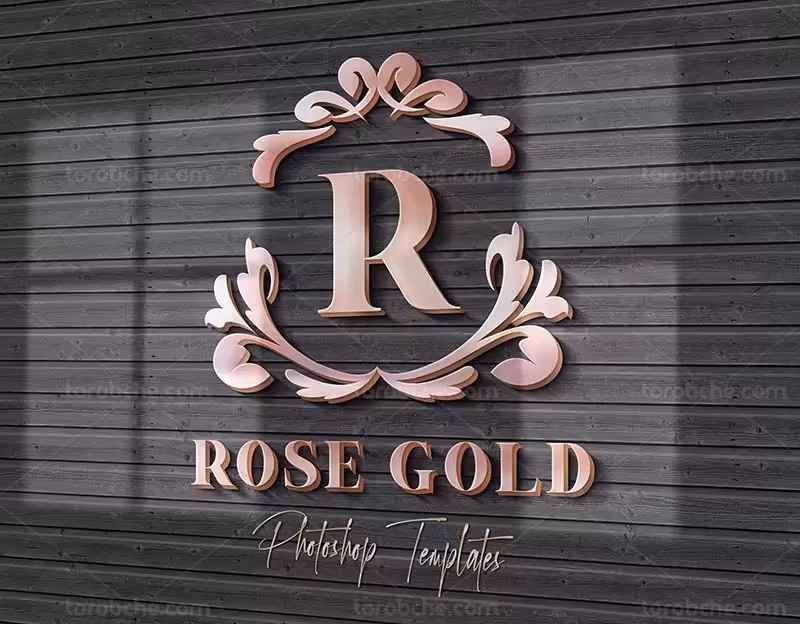 موکاپ لوگو طلایی سه بعدی | گرافیک با طعم تربچه