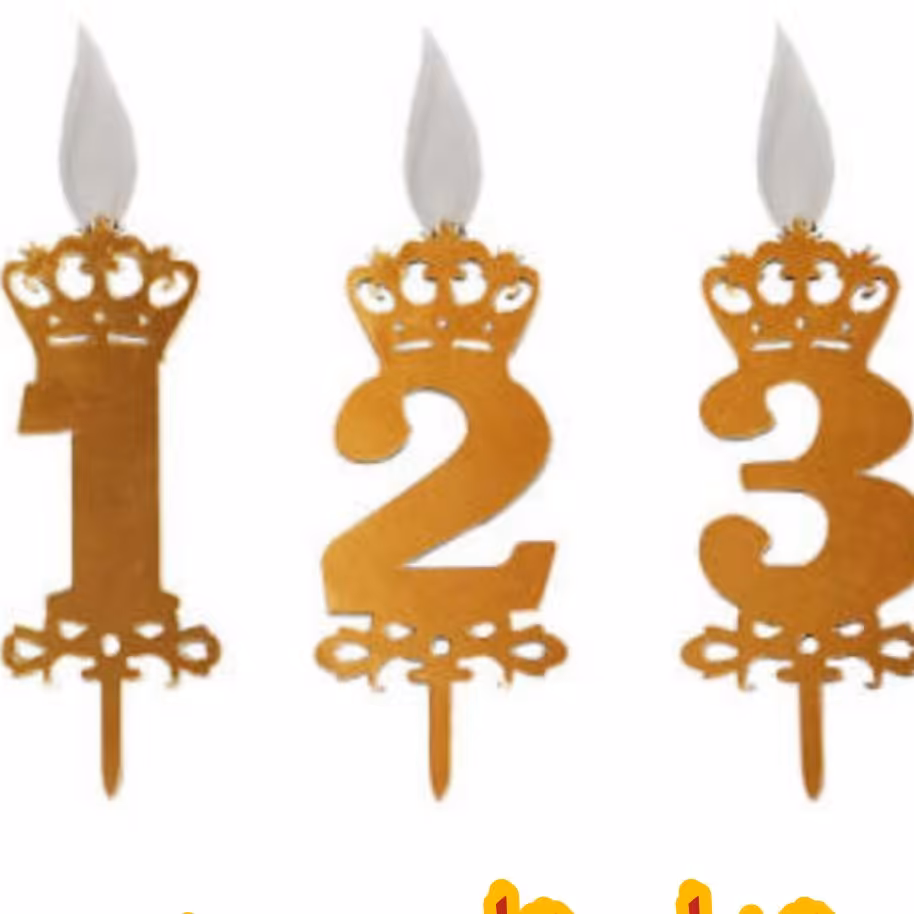 شمع تولد مولتی تاج دار طلایی