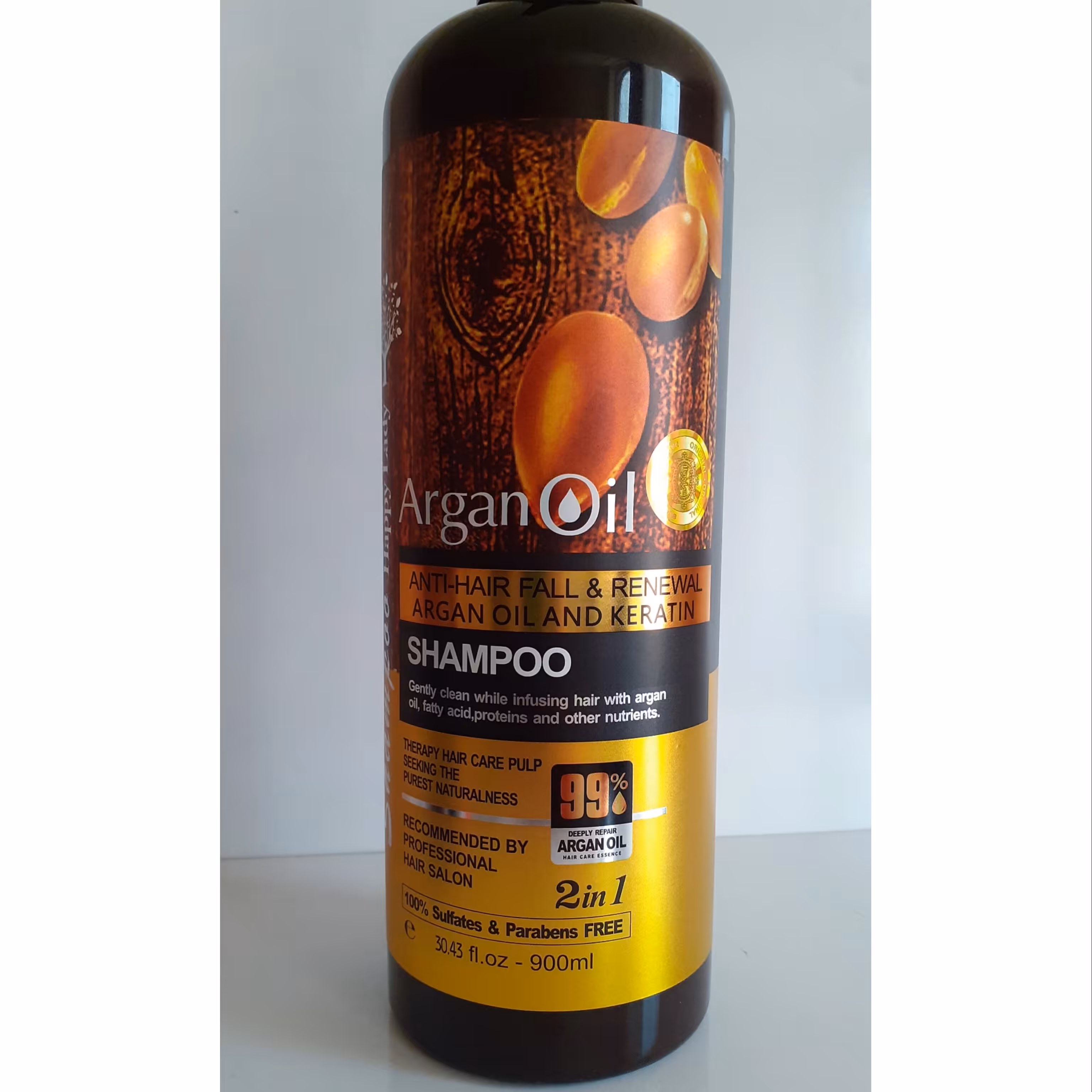 شامپو کراتینه آرگان هپی لیدی اورجینال و فاقد سولفات و پارابن