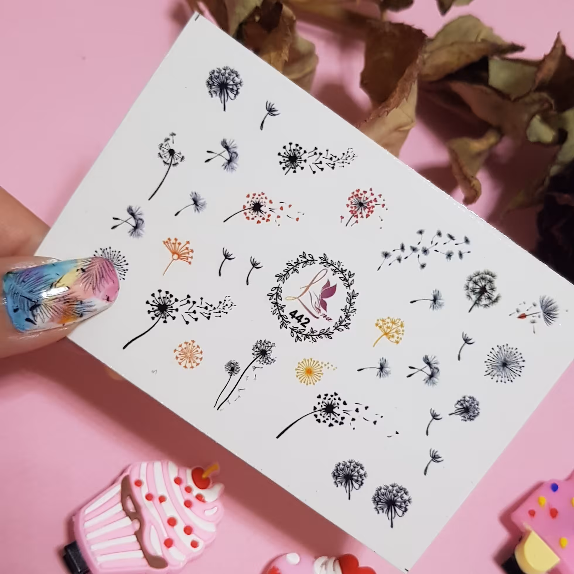 لنز ناخن طرح قاصدک           استیکرناخن   برچسب ناخن