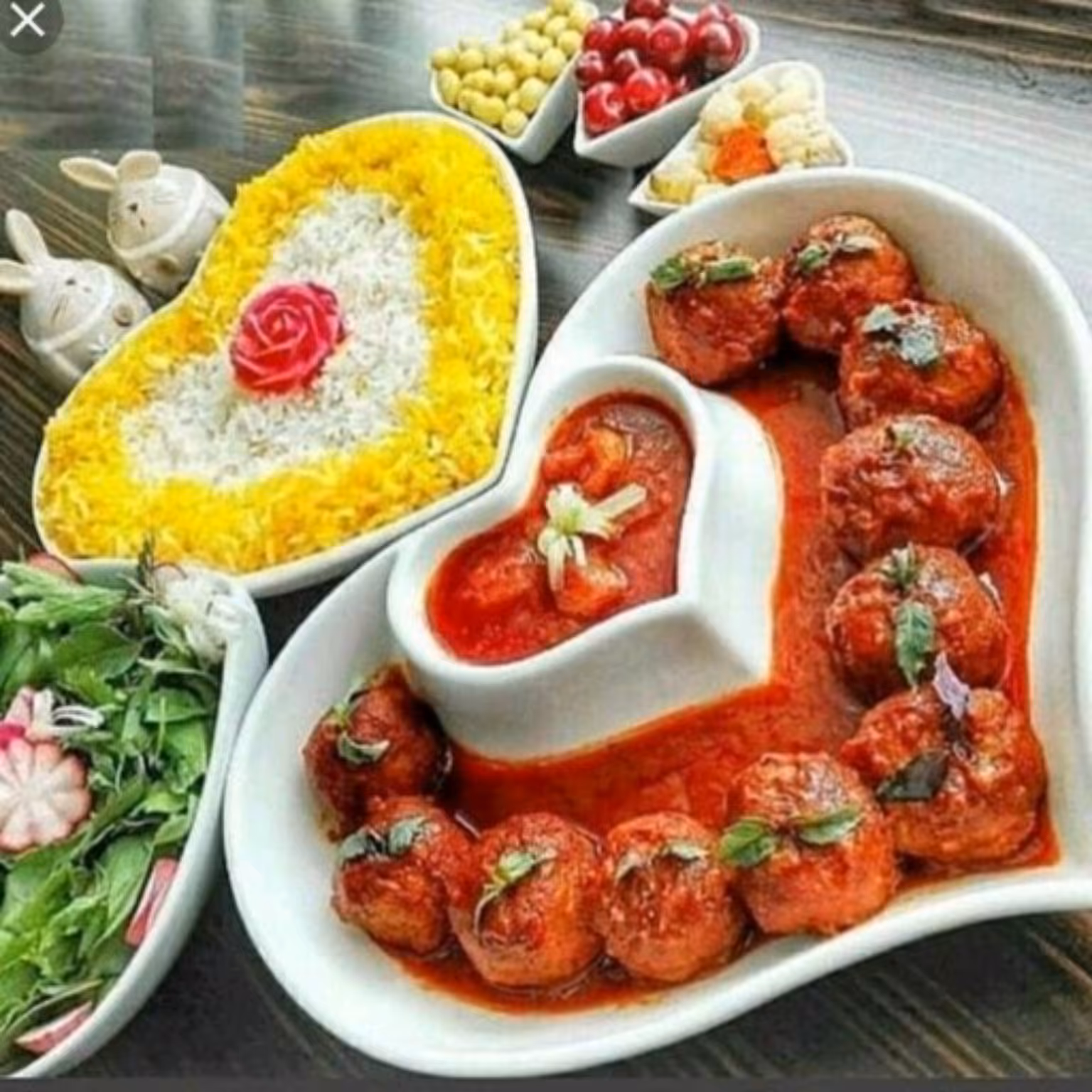 ظرف سرامیکی قلب دو خانه اردوخوری سرامیکی