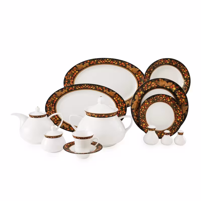 سرویس چینی زرین 12 نفره کامل سیمرغ (108 پارچه)