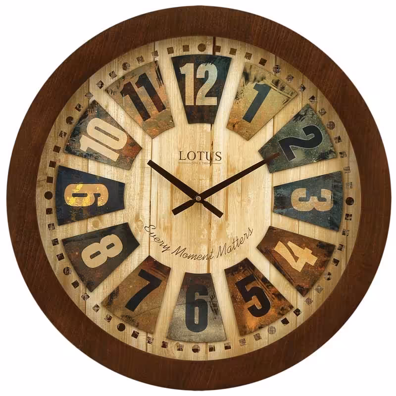 ساعت دیواری چوبی لوتوس مدل 9818 سایز 60
