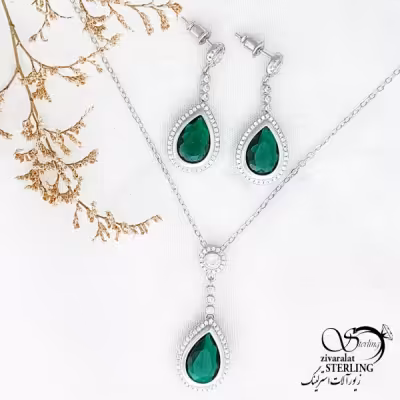 نیمست جواهری نگین سبز اشکی با کد 12409