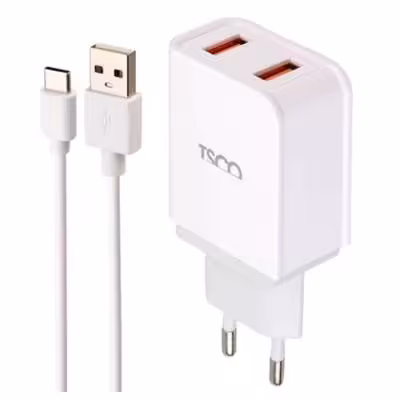 شارژر دیواری تسکو به همراه کابل شارژ TYPE-C گارانتی(ارسال رایگان)