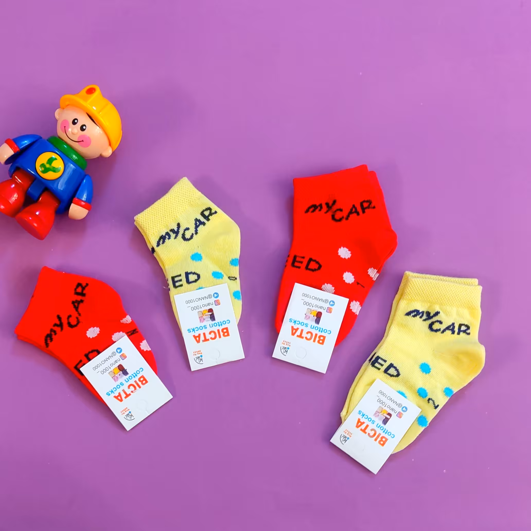 جوراب مچی پسرانه طرح ماشین 