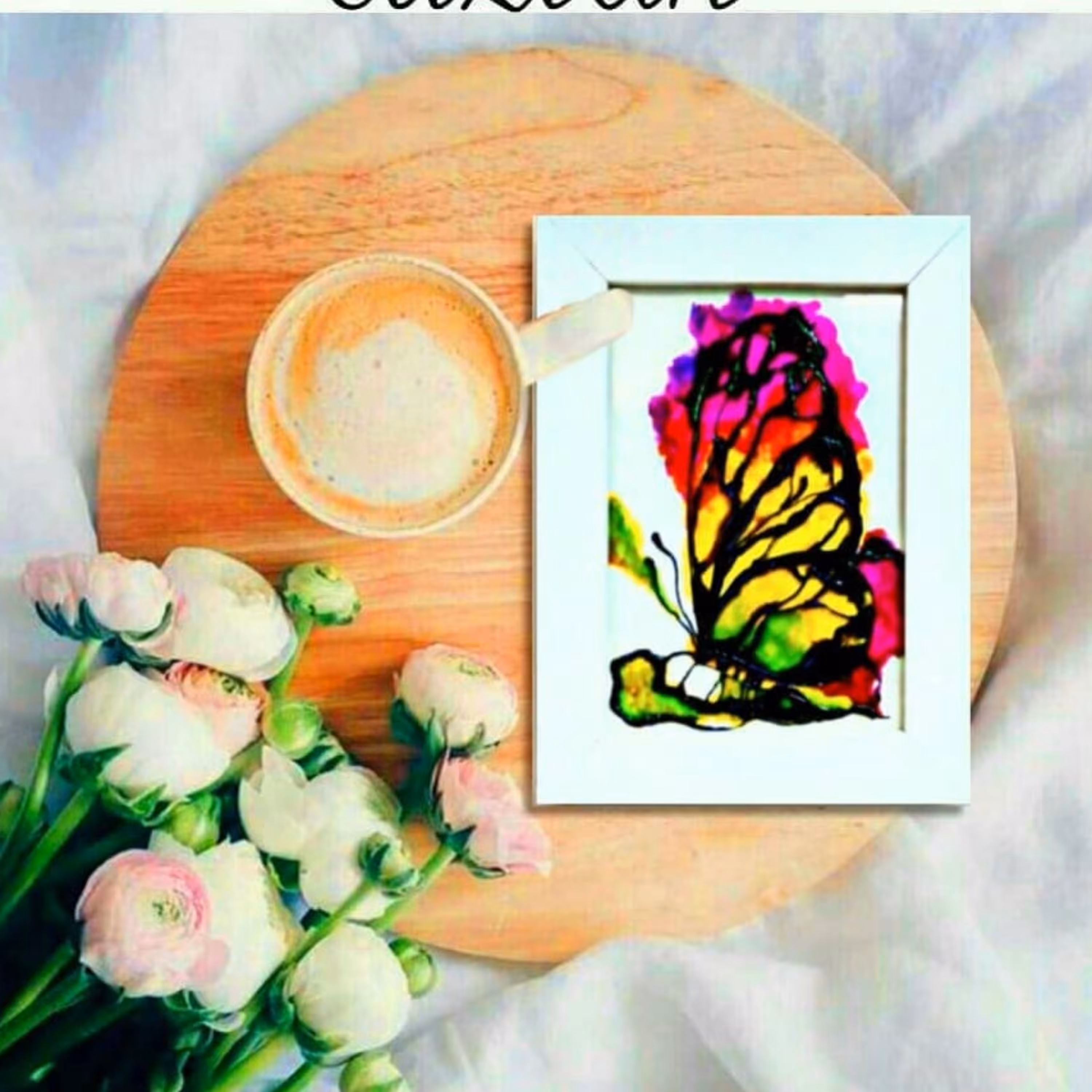 تابلو ویترای طرح پروانه با نقوش برجسته مناسب دکوری و جاکلیدی دیواری 