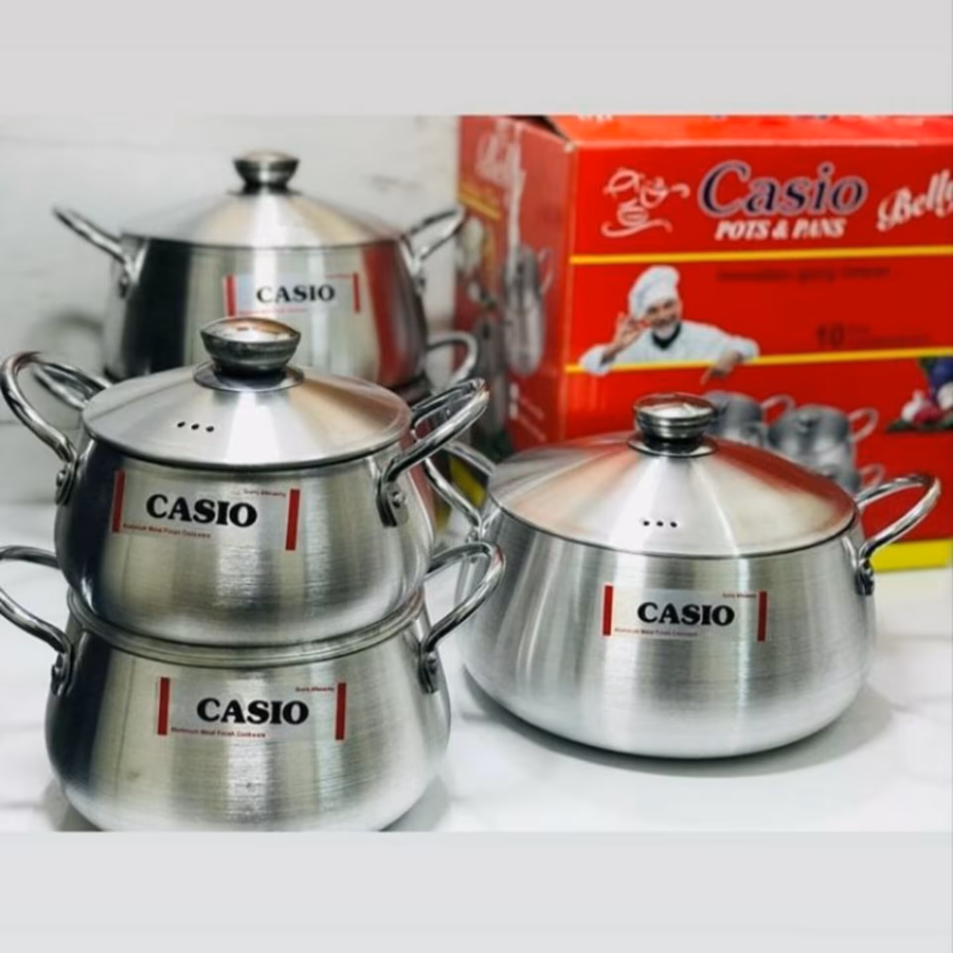 سرویس قابلمه 10 پارچه کاسیو  آلومینیوم(روحی) ضخیم با کیفیت عالی