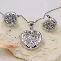 نیم ست نقره تایلندی آبکاری طلا سفید 