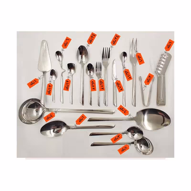 سرویس قاشق چنگال 24 نفره 144تکه یونیک آهنربانگیر مدل ناخونی نقره ای