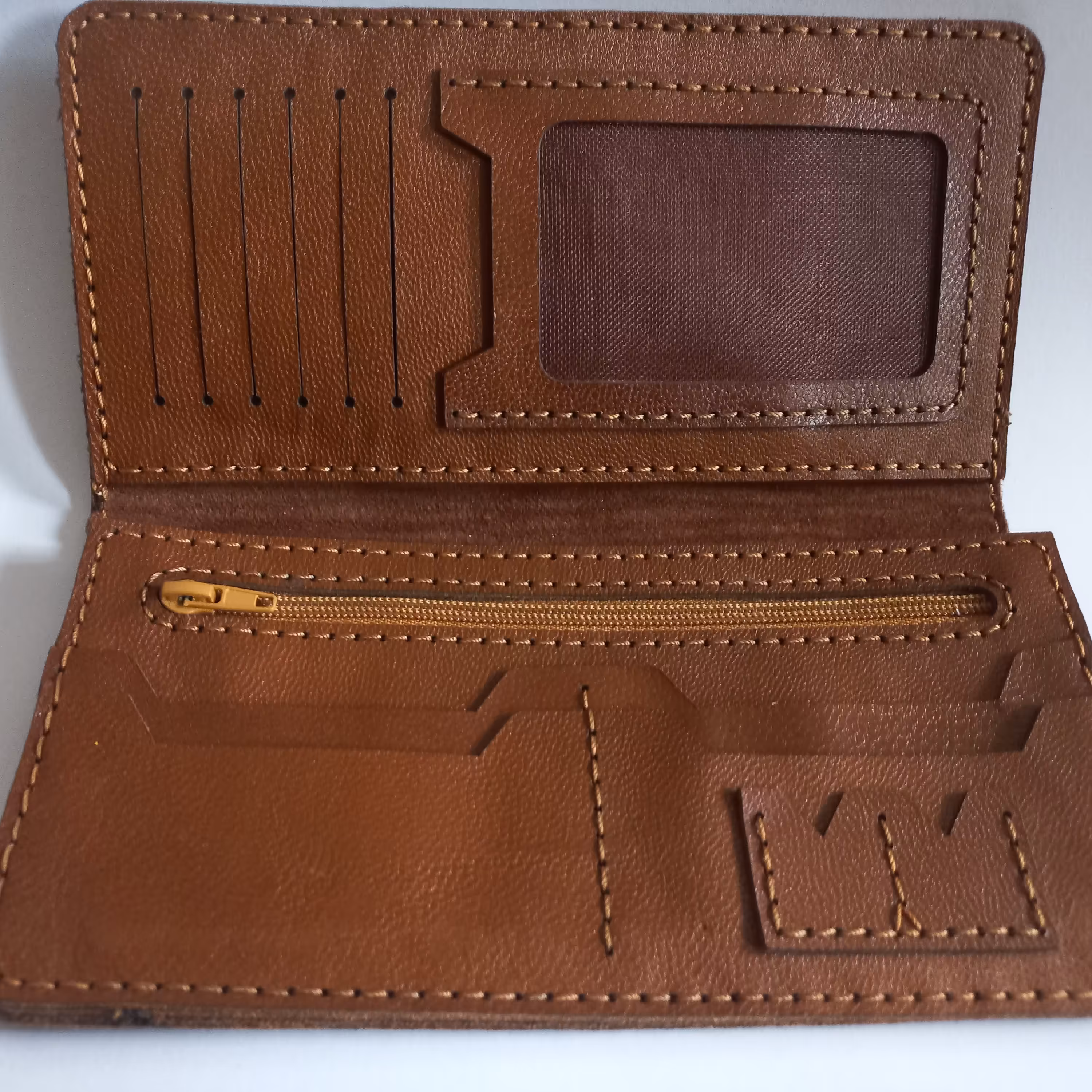 کیف پول کتی چرم طبیعی  دست دوز