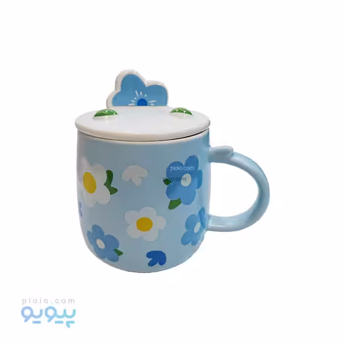 ماگ درب دار سرامیکی طرح گل عمده و کارتنی