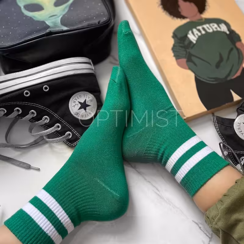 جوراب آپتمیست سبز  خیار دو خط 