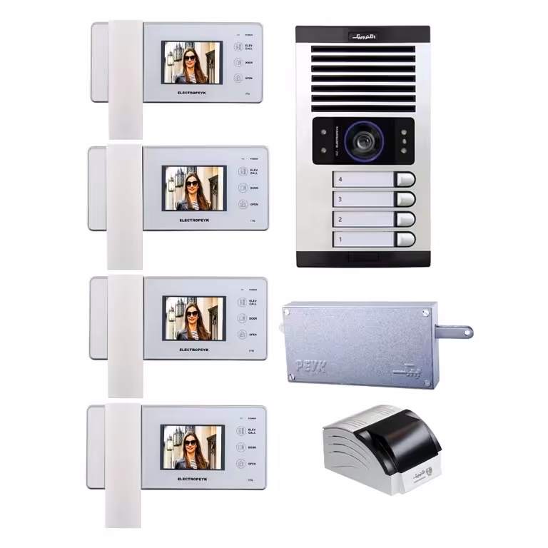 آیفون تصویری الکتروپیک . پک کامل  4  واحدی . مدل 1196 با پنل 1086