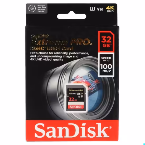 کارت حافظه SDHC سن دیسک مدل Extreme PRO SDHC UHS-I سرعت 100MB/S ظرفیت 32 گیگابایت مخصوص دوربین عکاسی