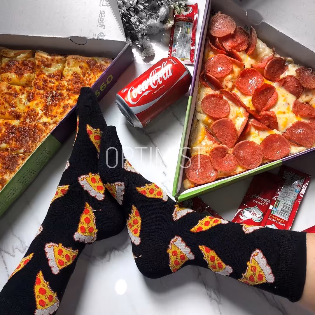 جوراب پیتزایی ساقدار نخ پنبه فری سایز