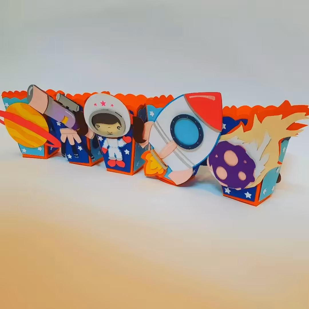 پک 6 عددی جعبه پاپکرن دخترانه تم فضانوردی ویژه