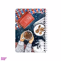 دفترچه یادداشت بامبیلیپ مدل چوبی طرح گربه، کتاب و قهوه کد 5866074