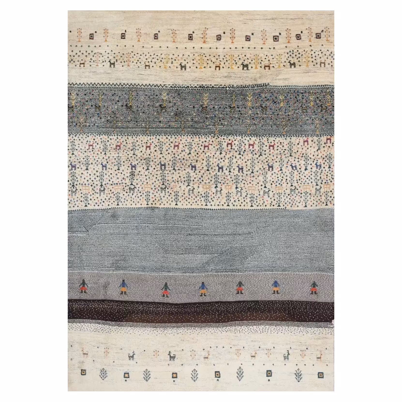 فرش ماشینی زانیس ارسال رایگان کد809مدرن طرح عشایر کرم تک روسایز 42x30 سانتیمتر