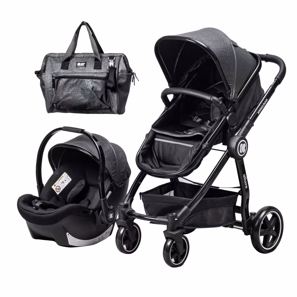 ست کالسکه و کریر کیکابو kikkaboo به همراه ساک لوازم مدل Allure مشکی