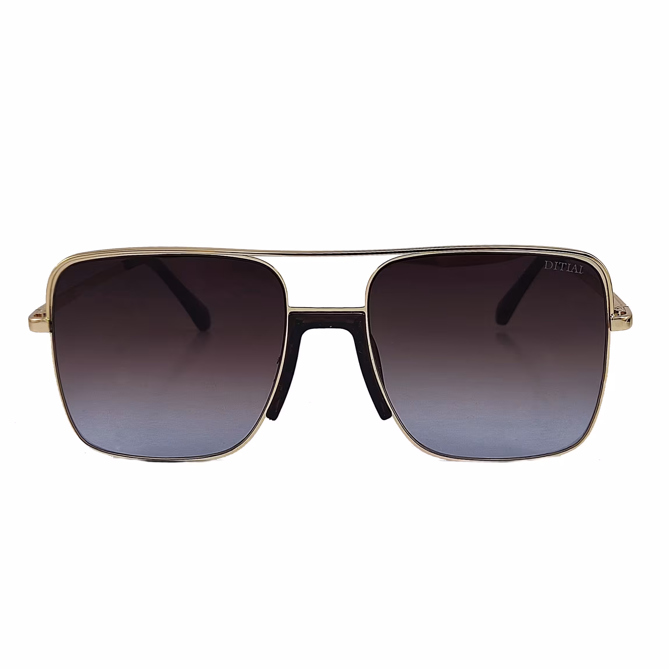 عینک آفتابی مردانه زنانه دیتایی یووی 400 مشکی فریم طلایی فلزی