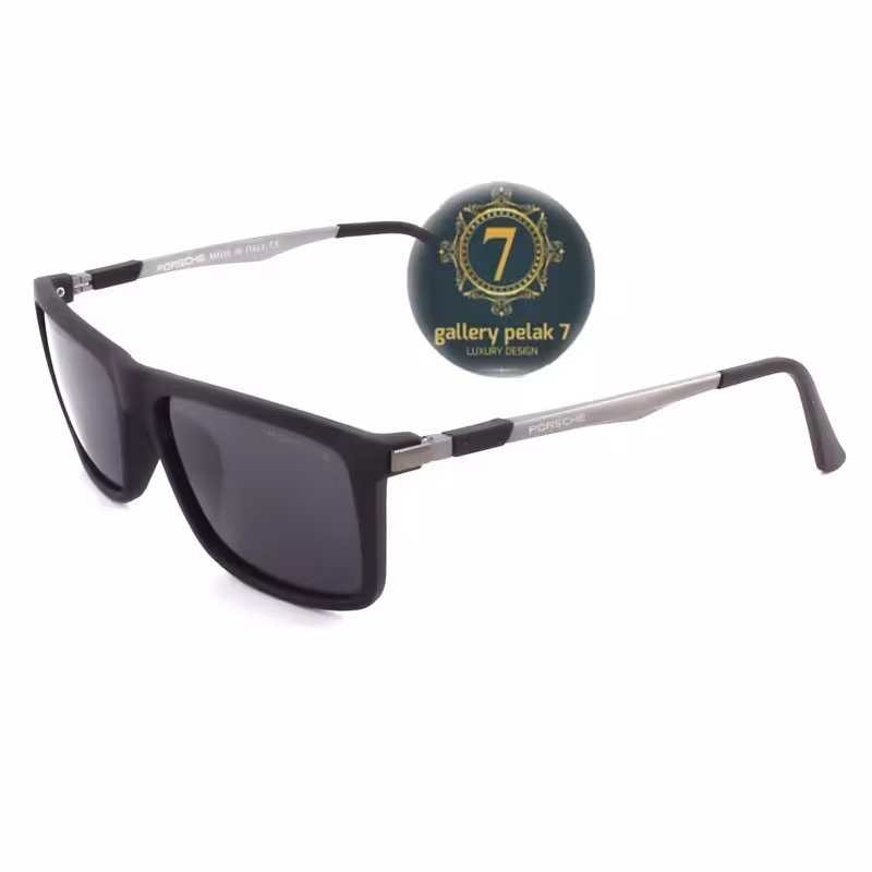 عینک آفتابی برند پورشه دیزاین  با فریم مشکی مات و دسته استیل porsche  مردانه