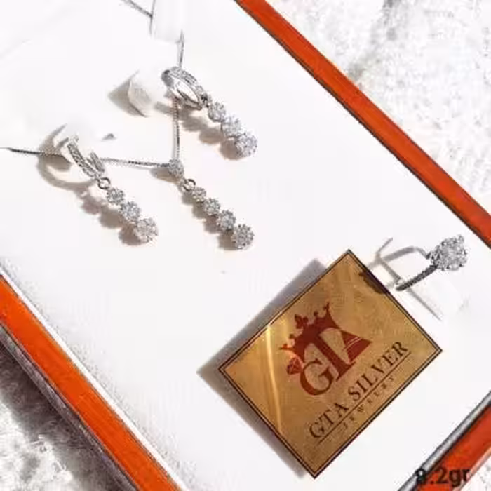 نیم ست فلاور چهار تایی با انگشتر نقره عیار 925 کد 1672