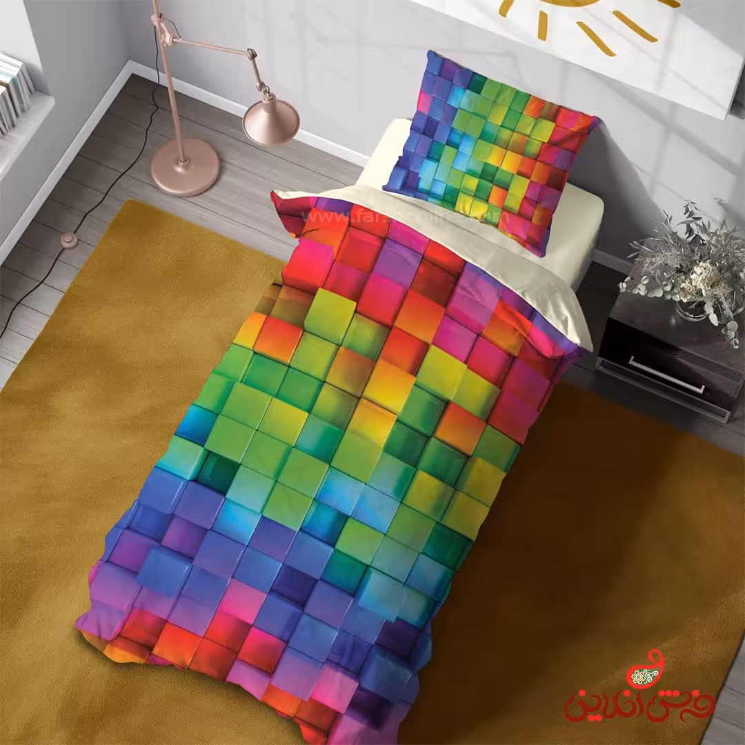 روتختی سه بعدی طرح موزاییکی رنگین کمانی کد 3087