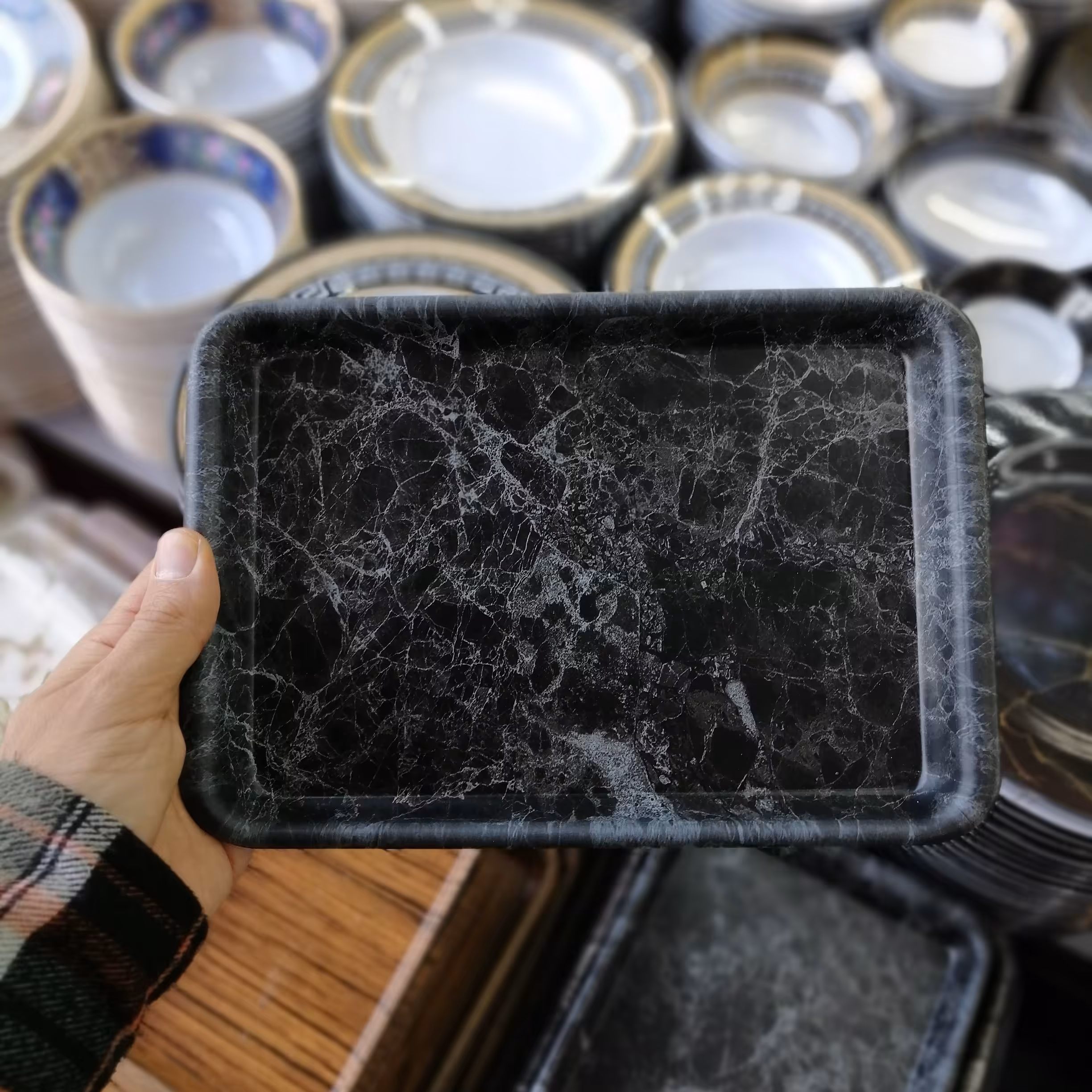 سینی ترکیب ملامین پلاستیک مشکی 17 در 24 قابل استفاده در ظرفشویی،نشکن ، ضمانت شستشو با وایتکس